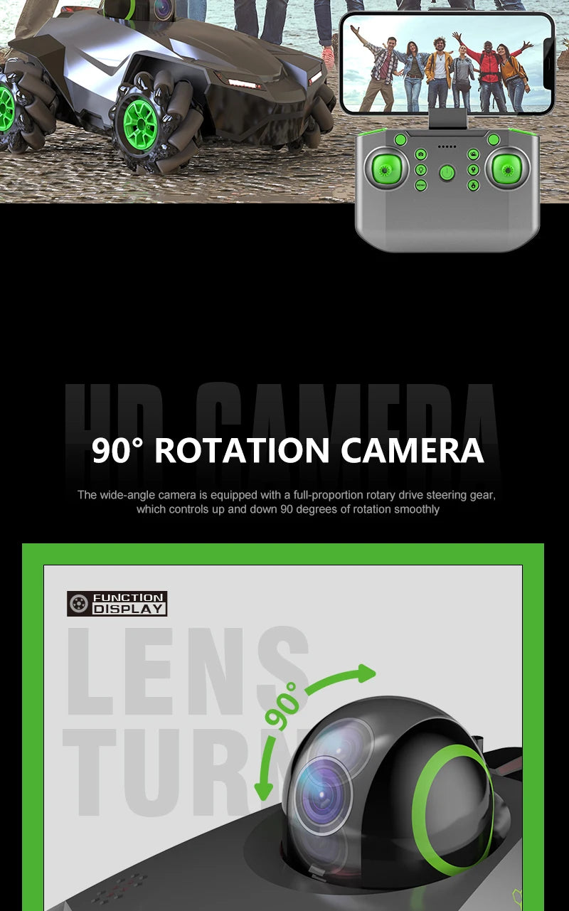 RC Car 1:20 With Video 2.4G WIFI FPV HD Camera Car 360° Rotation Stunt Camera Remote Control Cars Kids Boys Children's Toys Gift